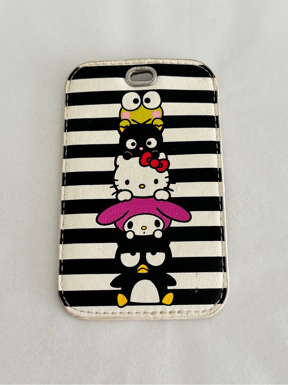 HELLO KITTY x LOUNGEFLY 40th Anniversary luggage tag ID holder black white pink